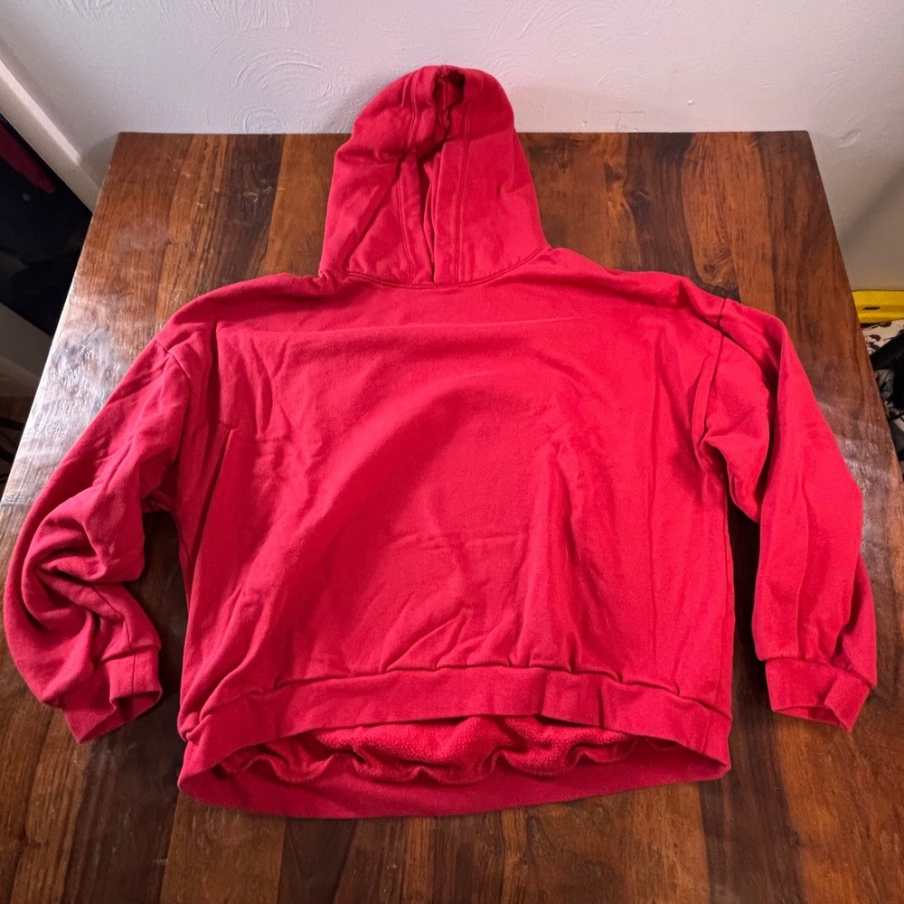 GAP Womens Red Fleece Pullover Hoodie Sweatshirt Size Large Tall Relaxed Fit
